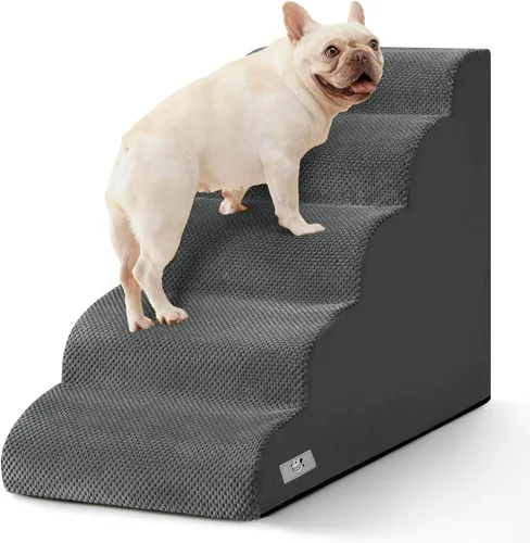 Vista 11 de Dog Steps for Bed and Couch, Pet Stairs for Small Dogs and Cats, Khaki Caqui