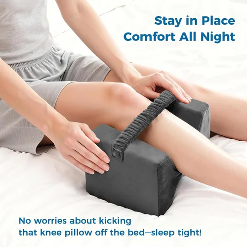 Vista 3 de Almohada de rodilla para dormir de lado, almohada de espuma viscoelástica con correa para dormir de lado, almohada de elevación de apoyo entre