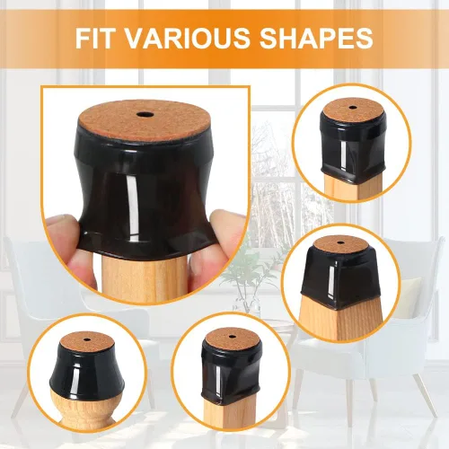 Vista 2 de 24 protectores de suelo para patas de silla para suelos de madera dura, cubiertas de silicona para proteger suelos de baldosas de madera, parte