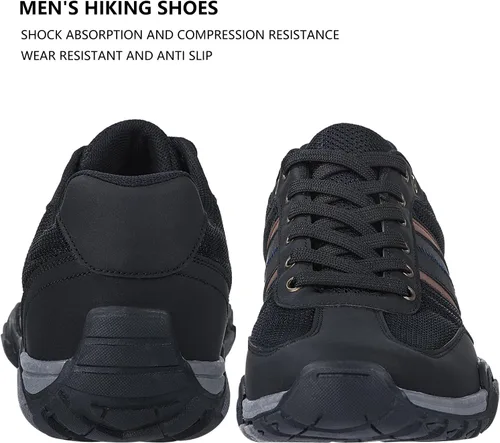 Vista 6 de Zapatos de senderismo antideslizantes para hombre, cómodos zapatos de senderismo bajos para caminar al aire libre, zapatos de trabajo transpirables