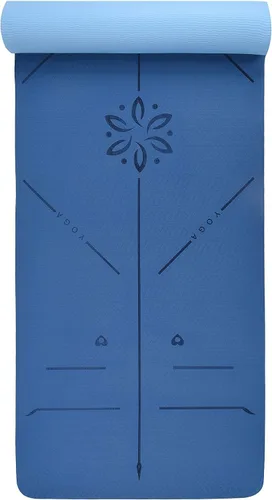 Vista 2 de YOGATI® Esterilla de Yoga con Correa con Líneas de Alineación. Esterilla de Entrenamiento en Casa para Mujeres, Hombres y Niños. Esterilla de Yoga