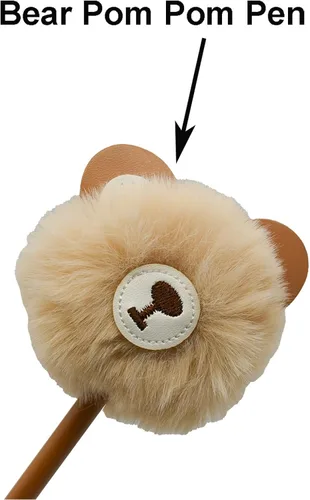 Vista 6 de Maydahui 6 bolígrafos de gel con forma de oso de peluche, bola de piel esponjosa, bolígrafo de gel de dibujos animados, 12 recambios de bolígrafo