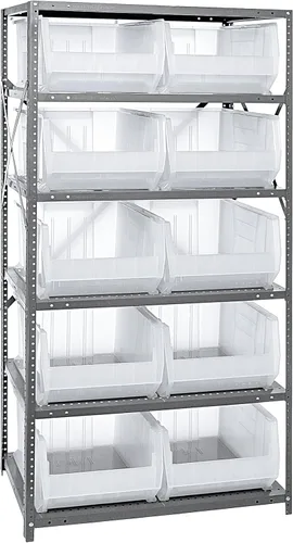 Vista 162 de Quantum QSBU-245BK Heavy Duty Shelving Unit with (7) Shelves and (24) QUS245 Black Bins for Garage Warehouse Storage Distribution 400 lb Load