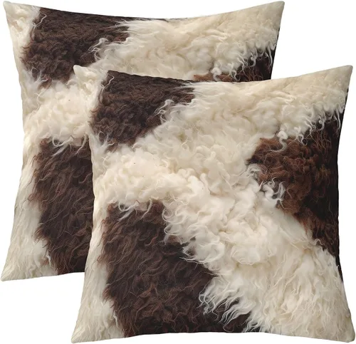 Vista 40 de Juego de 2 fundas de almohada con estampado de piel de vaca de 16"x16", fundas de cojín de piel de vaca para sala de estar, dormitorio, casa