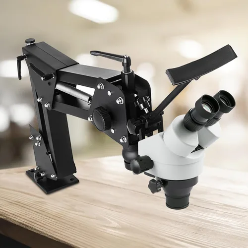 Vista 10 de VEVOR Microscopio de Espejo Microincrustado Multidireccional con Soporte de Resorte 7X-4.5X Herramientas de Joyería de Microajuste Multidireccional