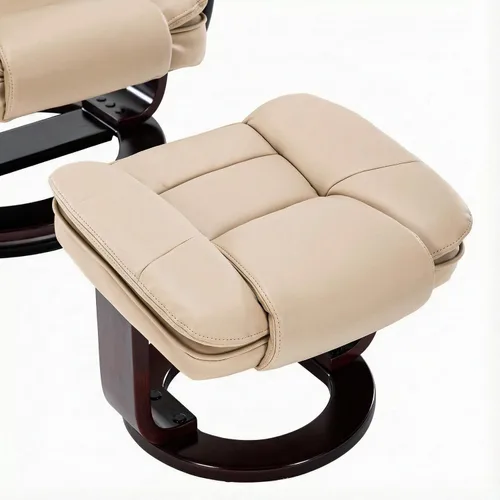 Vista 9 de Sillón reclinable giratorio con sofá reclinable otomano, reposapiés, juego Beige