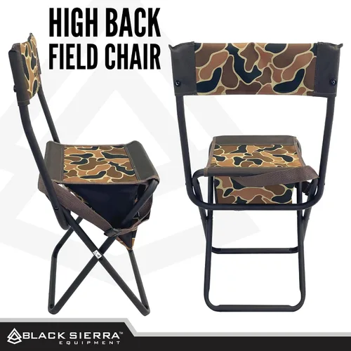 Vista 7 de Black Sierra Silla de caza plegable con respaldo, bolsa de almacenamiento y Axs Camo 2