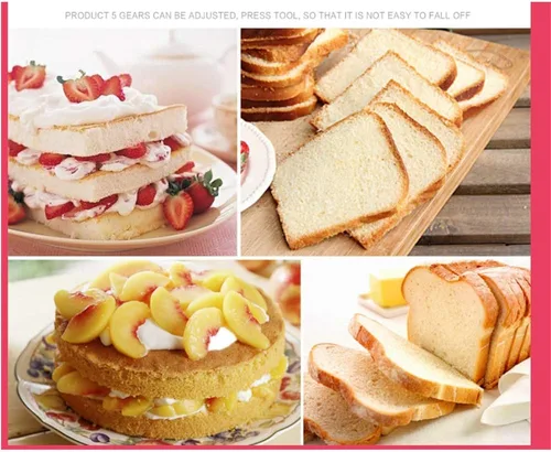 Vista 5 de 5 piezas de rebanadora de pasteles DIY, cortador de pan ajustable 5 capas, segmentación de pastel de pan, rebanada de tostada, divisor auxiliar