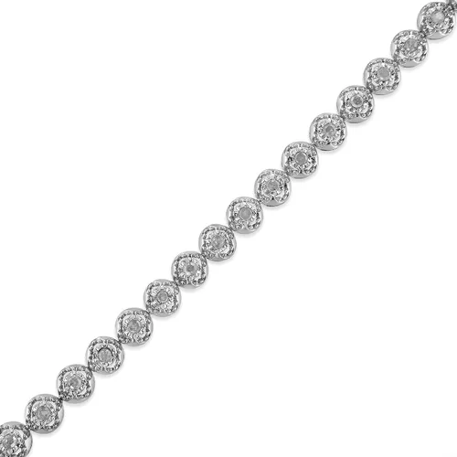 Vista 6 de Pulsera de plata de ley 925 de 1,0 quilates con placa milagrosa de 7.0in (I-J, claridad I3)