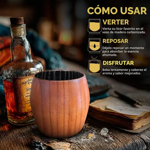 Vista 5 de Vaso de whisky de madera carbonizada, regalos de bourbon para hombres, vaso de whisky de madera carbonizada de 10 onzas Regalos de whisky