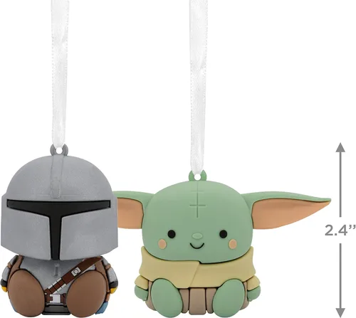 Vista 4 de Hallmark Better Together Star Wars: The Mandalorian and Grogu - Adornos magnéticos de Navidad, juego de 2, inastillables
