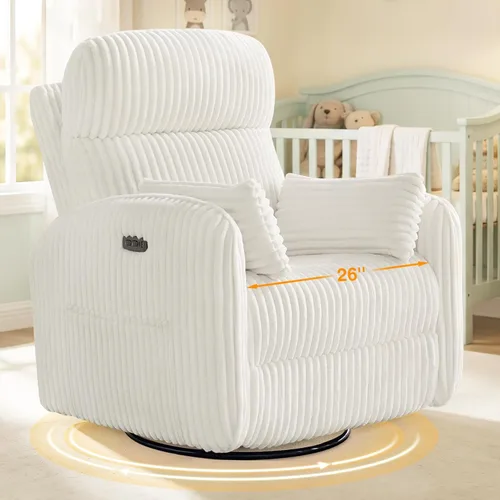 Vista 8 de Sillón reclinable giratorio eléctrico con reposacabezas ajustable, sillón Gris
