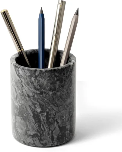 Vista 7 de Soporte para bolígrafos para escritorio, piedra de travertino natural, soporte para brochas de maquillaje, vaso moderno y funcional para lápices