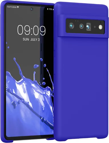 Vista 68 de kwmobile Funda Compatible con Google Pixel 6 Pro - Funda de teléfono de silicona TPU con acabado suave - Azul Arrecife