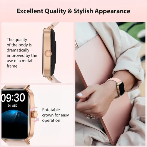 Vista 3 de Reloj inteligente para mujer, nuevo smartwatch 2025 (contestar/hacer llamadas) para iPhone/Android, pantalla HD dinámica de 4.7 cm, rastreador