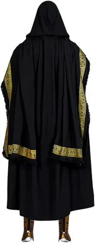 Vista 4 de Teth Adam - Overol negro para cosplay, disfraz de Shazam masculino, capa de héroe Billy Batson, traje de Halloween y carnaval