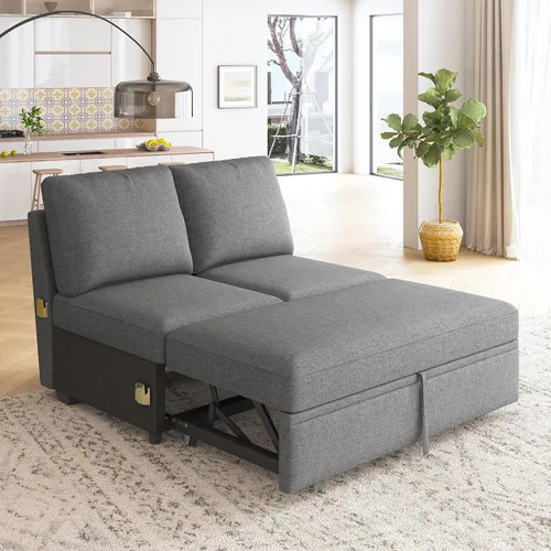 Vista 15 de HONBAY - Reposabrazos modulares para sofá cama modular, par de reposabrazos para sofá cama modular, color beige