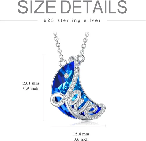 Vista 4 de ROMANTIC WORK Valentine's Day Sterling Silver Necklace MoonSisterMotherLotus FlowerKoala BearDeerSnakeNurse Locket Pendant Jewelry Brithday Mother