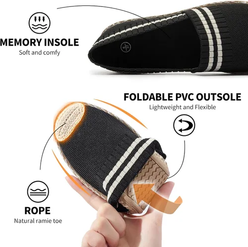 Vista 2 de BABUDOG Mocasines para mujer, zapatos de malla sin cordones, zapatos planos blancos transpirables para mujer