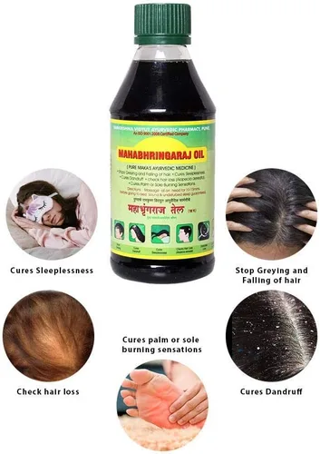 Vista 3 de Aceite de masaje para el cuero cabelludo Mahabhringraj Ramakrishna Pharma, 6.76 onzas líquidas