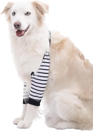 Vista 21 de HDKUW Protector de codo para perros para callos, traje de recuperación para patas delanteras, alternativa al collar de cono para dejar de lamer Gris
