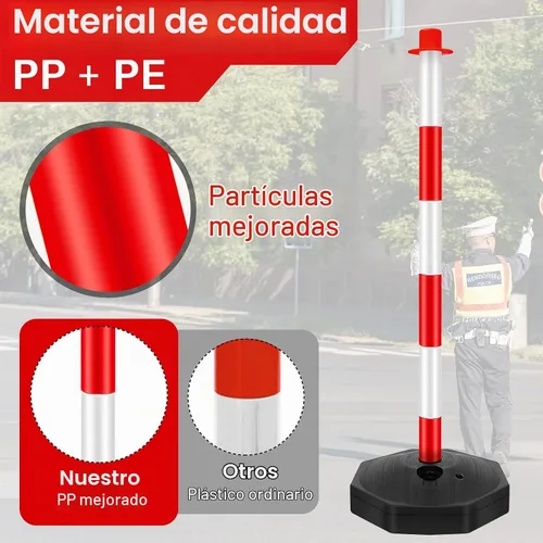 Vista 5 de Konohan Paquete de 6 delineadores de cono de estacionamiento de 34 pulgadas, juego de puntal de plástico para poste de tráfico, barrera de blanco