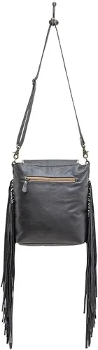 Vista 5 de Bolso de hombro de cuero occidental para mujer - Bolsa de lona reciclada a mano
