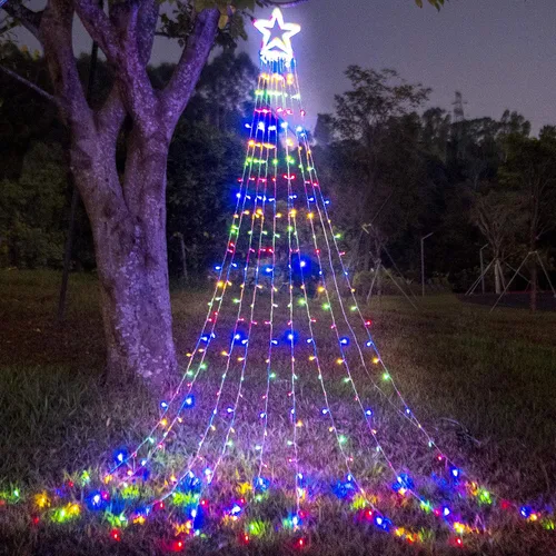Vista 8 de Luces de estrella para decoración de Navidad al aire libre, 320 LED, 16.4 pies, luces de cadena para árbol de Navidad con topper de estrella