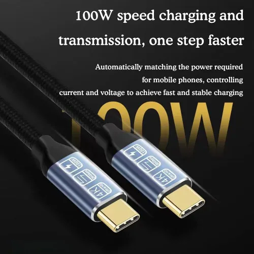 Vista 4 de Cable USB C a USB C, cable USB-C de 3.2 Gen 2, 4K UHD 20Gbps USB C cable de carga rápida PD de 100 W, cable de monitor de video tipo C 4K 60Hz