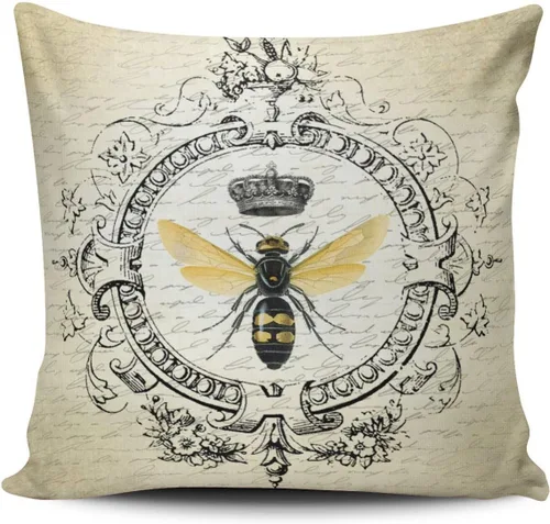 Vista 7 de Funda de almohada decorativa de abeja francesa moderna romántica romántica personalizada con cremallera en un lado impreso de 12 x 16 pulgadas