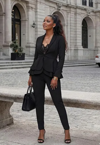 Vista 2 de Salimdy 2 Piece Outfits for Women Long Sleeve Dressy Blazer Pants Suits Negro