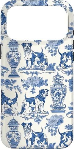 Vista 22 de Chinoiserie Dog Blue Toile Ginger Preppy Grandmillennial - Carcasa para iPhone 16