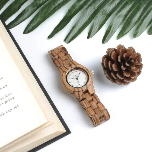 Vista 5 de BOBO Bird Reloj de madera de bambú para mujer, gemas de imitación de diamante, caballero, relojes de madera de cuarzo con caja de regalo