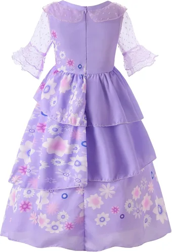 Vista 2 de Uhdear Disfraz de princesa de Mirabel Isabella de Encanto para niñas, vestido de princesa con manga de tul para Halloween