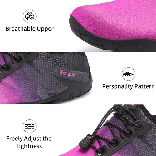 Vista 4 de Racqua Zapatos de agua para hombres y mujeres, secado rápido, colores degradados, descalzos, acuáticos, atléticos, natación, surf, playa, zapatos