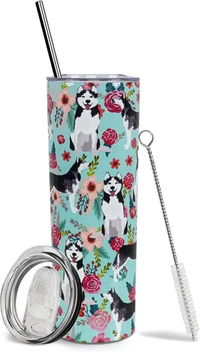 Vista 30 de Dachshund - Vaso de viaje aislado de acero inoxidable de 20 onzas con asa y pajilla, regalo para mujer, para el Día de la Madre, a prueba de fugas
