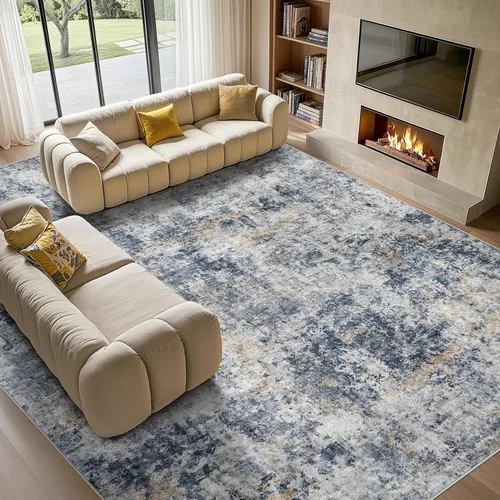 Vista 11 de Tortania Alfombra redonda lavable de 5 pies para sala de estar: Alfombra moderna abstracta neutra grande suave y delgada – Alfombra antideslizante