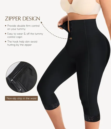 Vista 5 de MERYOSZ Levantador de glúteos para mujer, faja moldeadora de muslos de cintura alta, control de abdomen, pantalones cortos moldeadores de cuerpo