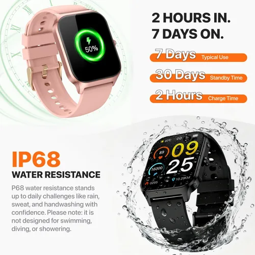 Vista 6 de Reloj inteligente para mujeres y hombres, (responder/hacer llamadas) 1.83 pulgadas, reloj inteligente con seguimiento de actividad física