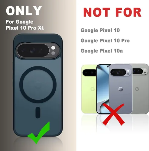 Vista 1505 de Funda para Google Pixel 10 Pro XL, cubierta magnética mate, color negro Fit for MagSafe, Screen Protector included, Shockproof Military Grade