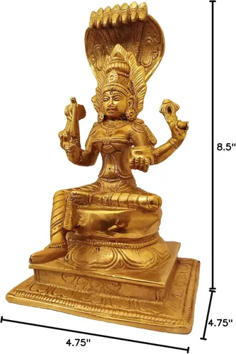 Vista 6 de GURU JEE™ Estatua de latón de la diosa india del sur Durga Mariamman sentada para Puja Mandir Regalos Decoración del hogar