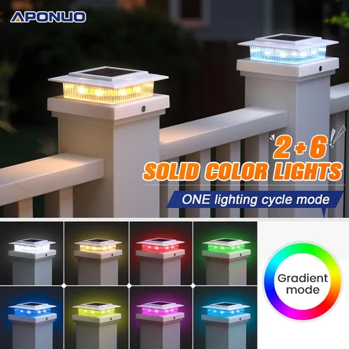 Vista 2 de APONUO - Paquete de 12 luces solares para postes que cambian de color Blanco