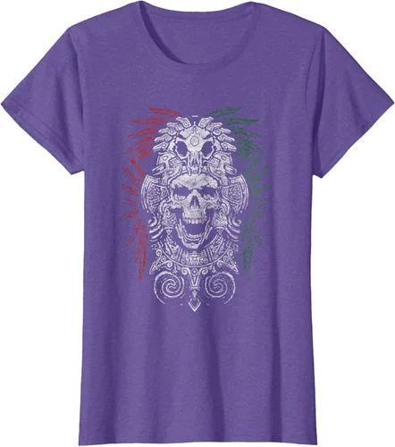Vista 23 de Camiseta de Calavera Azteca con máscara Mayas Calavera Azteca, Negro