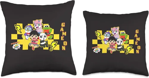 Vista 3 de Ryan's World Game On Characters - Almohada de 16 x 16 pulgadas, multicolor