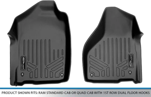Vista 4 de SMARTLINER Juego de alfombrillas personalizadas de primera fila compatibles con Ram 1500 2012-2012