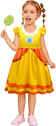 Vista 3 de MEDSAMAAN Vestido de melocotón para niñas, trajes de cosplay para niñas de 4 a 10 años