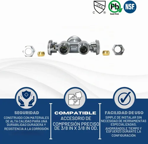 Vista 3 de 1 paquete de válvula recta de compresión XFITTING de 1/2 pulgada x doble 3/8 pulgadas de diámetro exterior