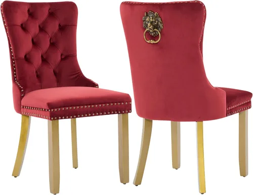 Vista 54 de Juego de 2 sillas de comedor de terciopelo beige, modernas sillas de cocina tapizadas