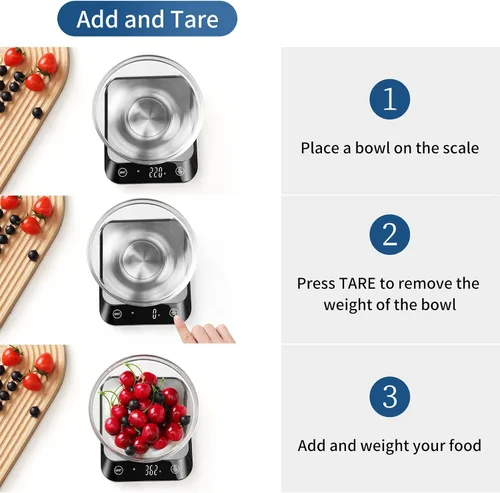 Vista 7 de Vitafit Báscula digital de cocina de alimentos de 22 libras, alta precisión garantizada por la fábrica profesional de pesaje desde 2001, pérdida
