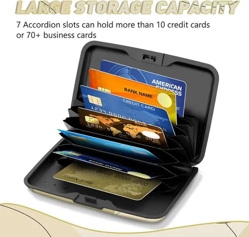 Vista 4 de ToLuLu Portador de Tarjetas de Crédito, Mini Billetera Pequeña de Aluminio RFID para Tarjetas, Estuche Delgado de Metal para Tarjetas